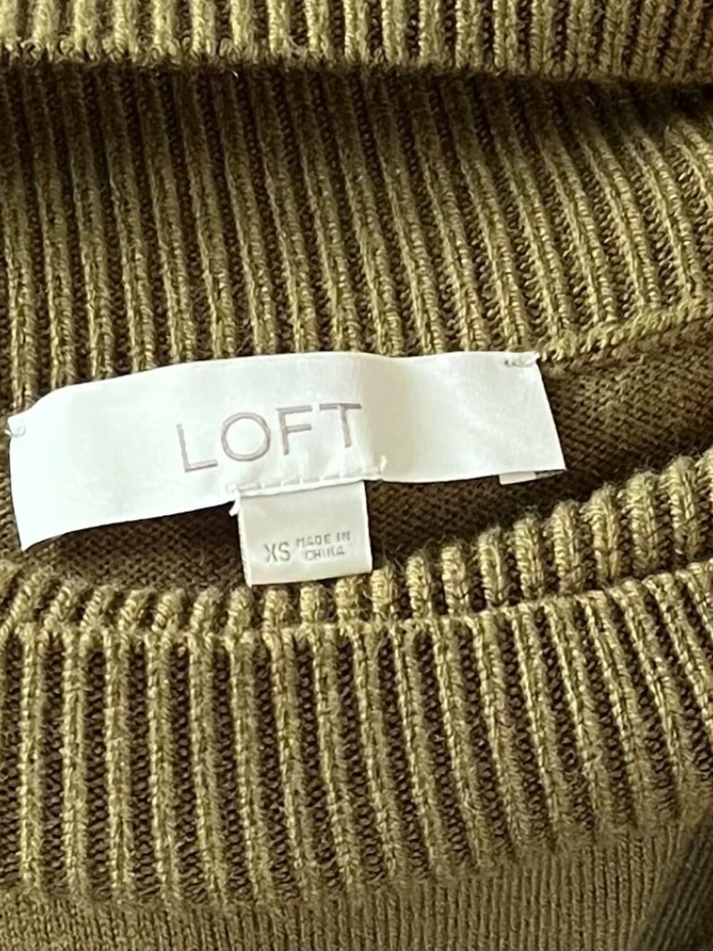 Loft by Ann Taylor Vegan Cashmere Tunic Mock Neck Sweater in Olive Green size XS - Picture 3 of 4